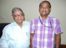 Mr Pradhan with eminent writer Haraprasad Das