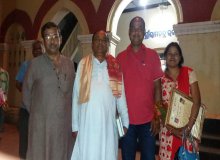 Mr Pradhan receiving Kishori Charan Puraskar (2016)