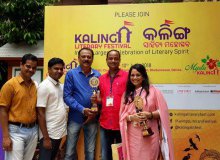 Kalinga Literary Award ceremony, Ranjan Pradhan with some Odia writers