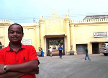 Ranjan Pradhan in front of Sadeikala King's Palace, Jharkhand